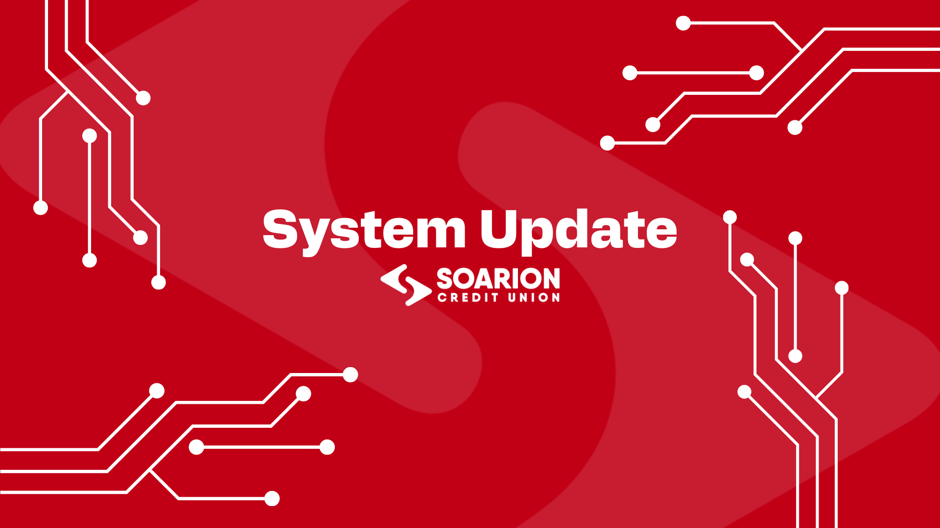 banner with text saying system update on it with microchip circuits around the edges