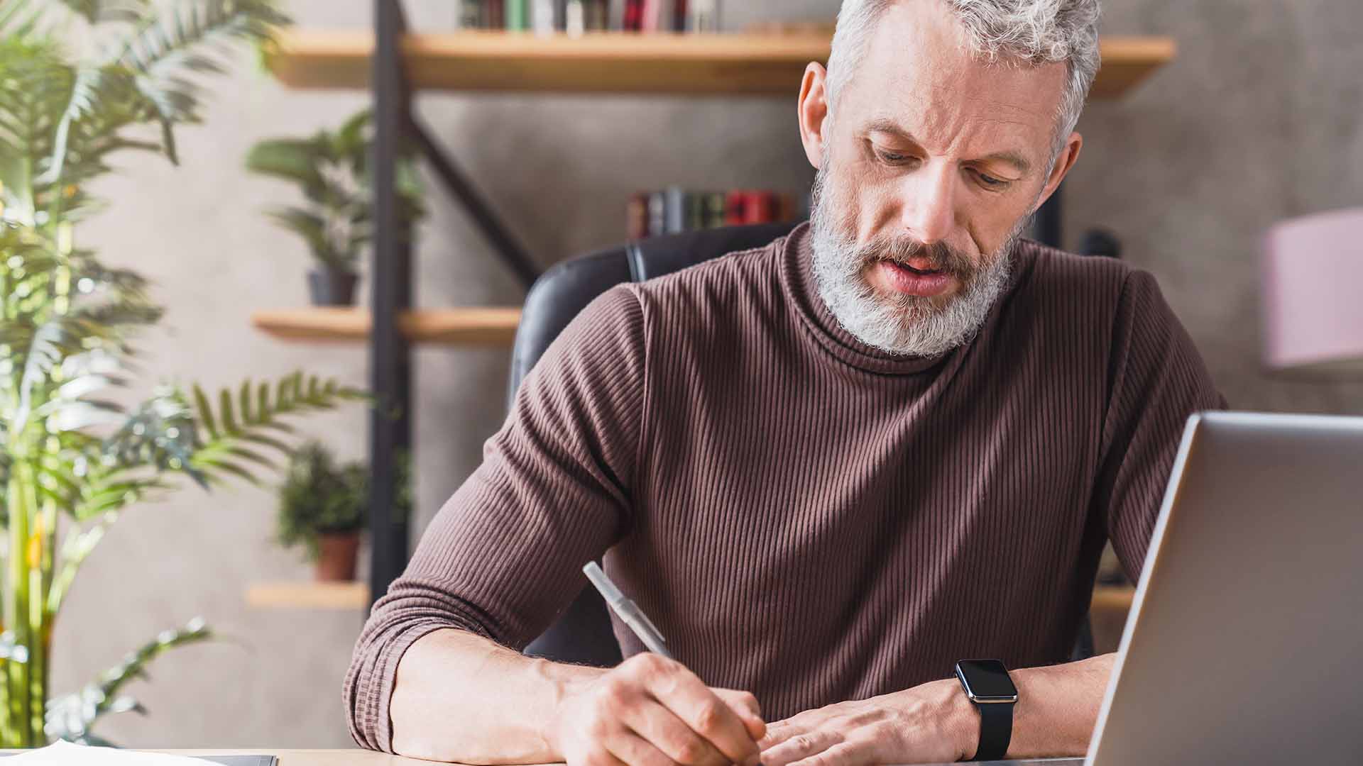 Middle Age man on computer