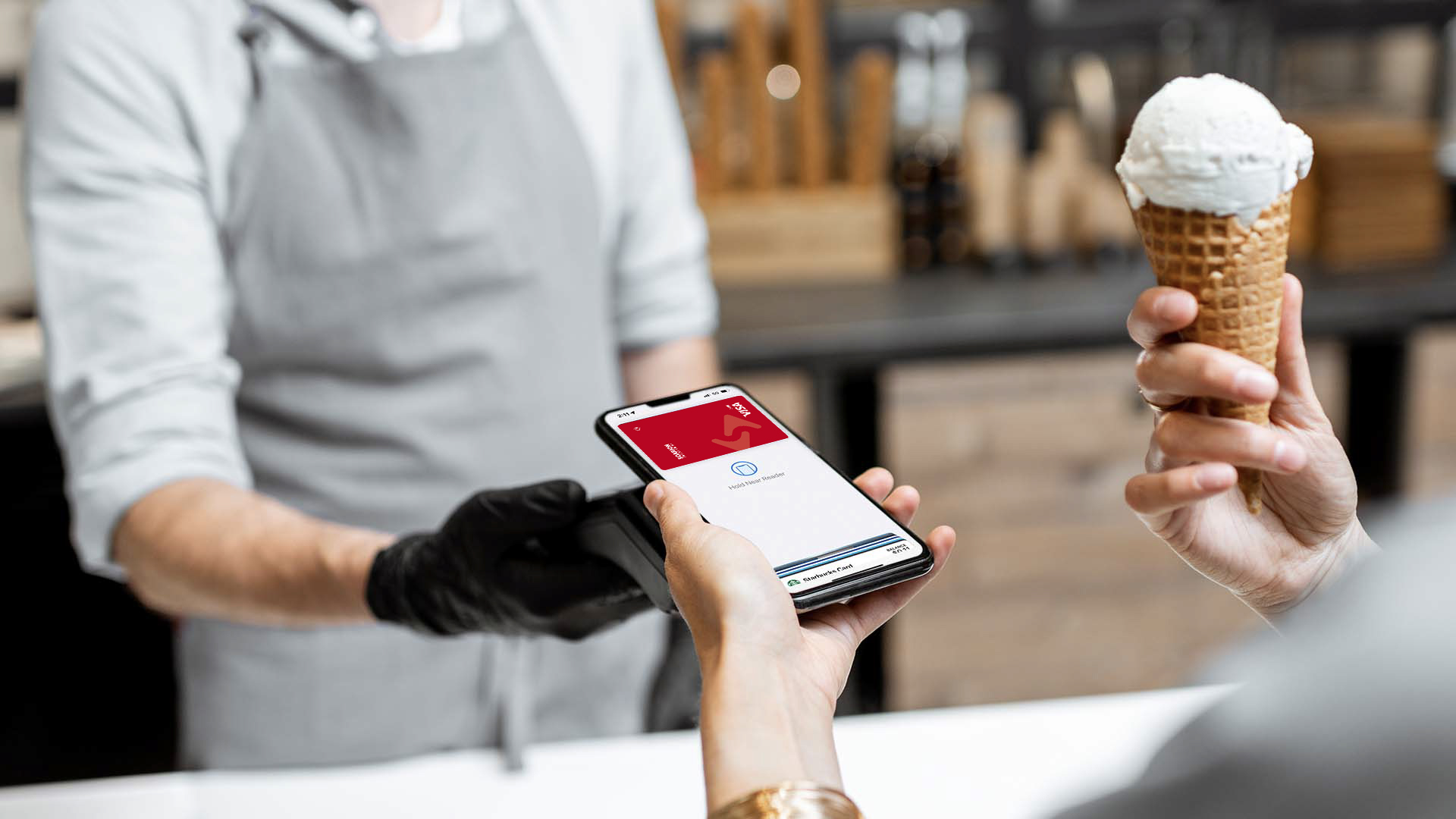 Digital Wallet payment at ice cream store