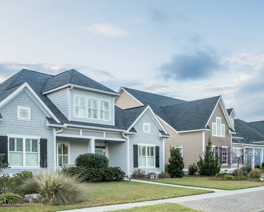 Suburban residential homes with modern design for real estate and home ownership